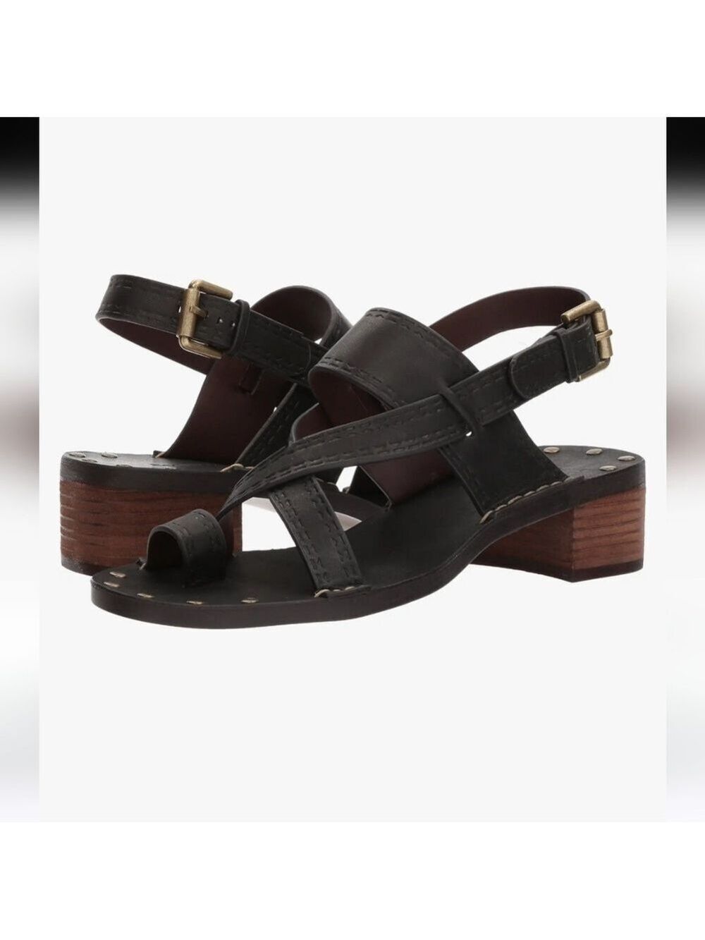 See by Chloe Leila Toe Ring Studded Strappy Block Heel Sandals, Size EU 42/US 11